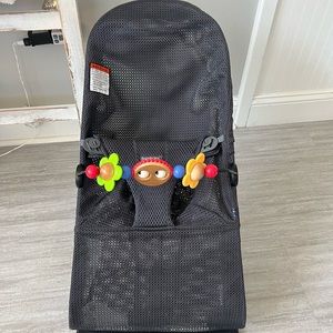 Baby Bjorn Black Mesh Bouncer with Toy Bar bundle